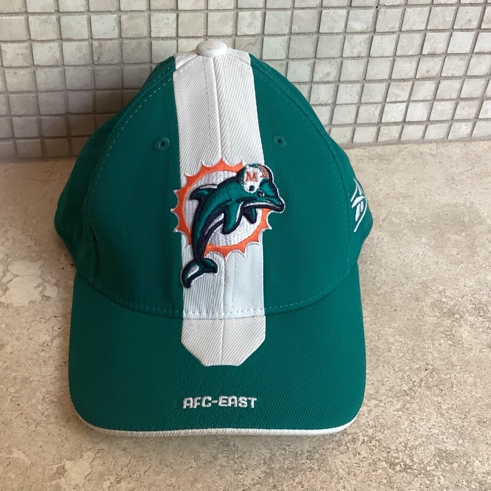 🐬 MIAMI AFC EAST DOLPHINS YOUTH REEBOK NFL OFFICIAL EQUIPMENT FLEXCAP